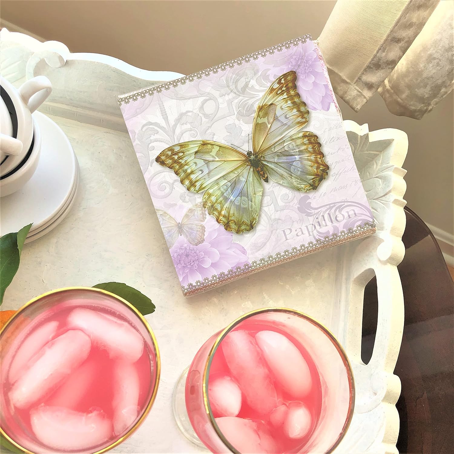Servilletas de San Valentín de 13 x 13 pulgadas, servilletas de mariposa para decoupage para el día de la madre, hermosas servilletas de papel,