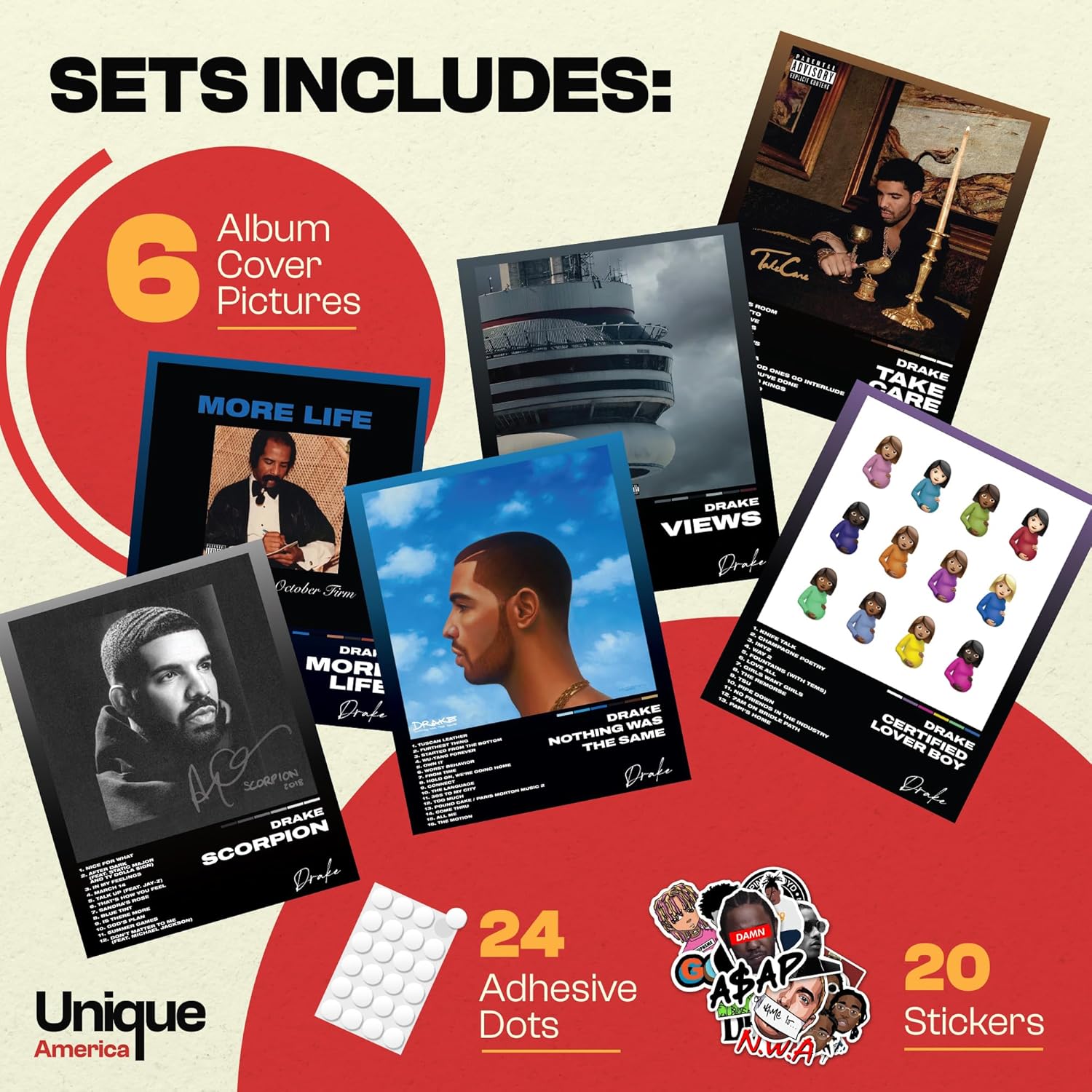 unique america 6 piezas  pósteres, carteles de cubierta de álbum, carteles de música, cubiertas de álbum para decoración de pared, carteles de