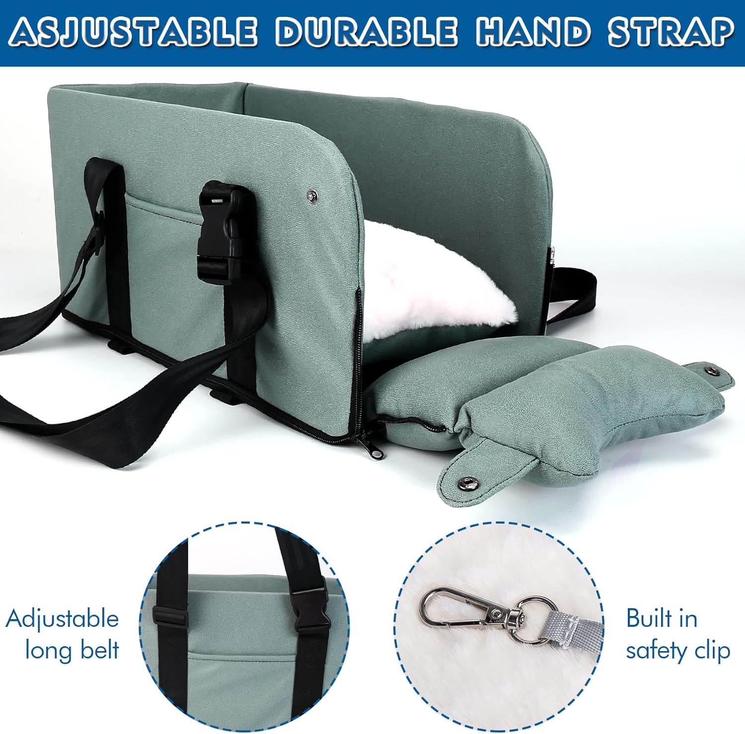 Asiento de auto para perro con consola 5 en 1, asientos elevadores para perros pequeños de hasta 12 libras, reposabrazos para mascotas, asiento