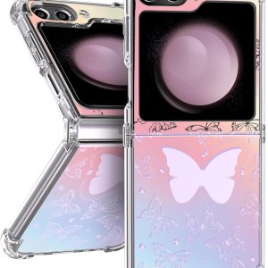 Funda para Samsung Galaxy Z Flip 5, diseño de mariposas de diseño protector transparente de TPU suave a prueba de golpes para Galaxy Z Flip 5 para Funda para Samsung Galaxy Z Flip 5, diseño de mariposas de diseño protector transparente de TPU suave a prueba de golpes para Galaxy Z Flip 5 para