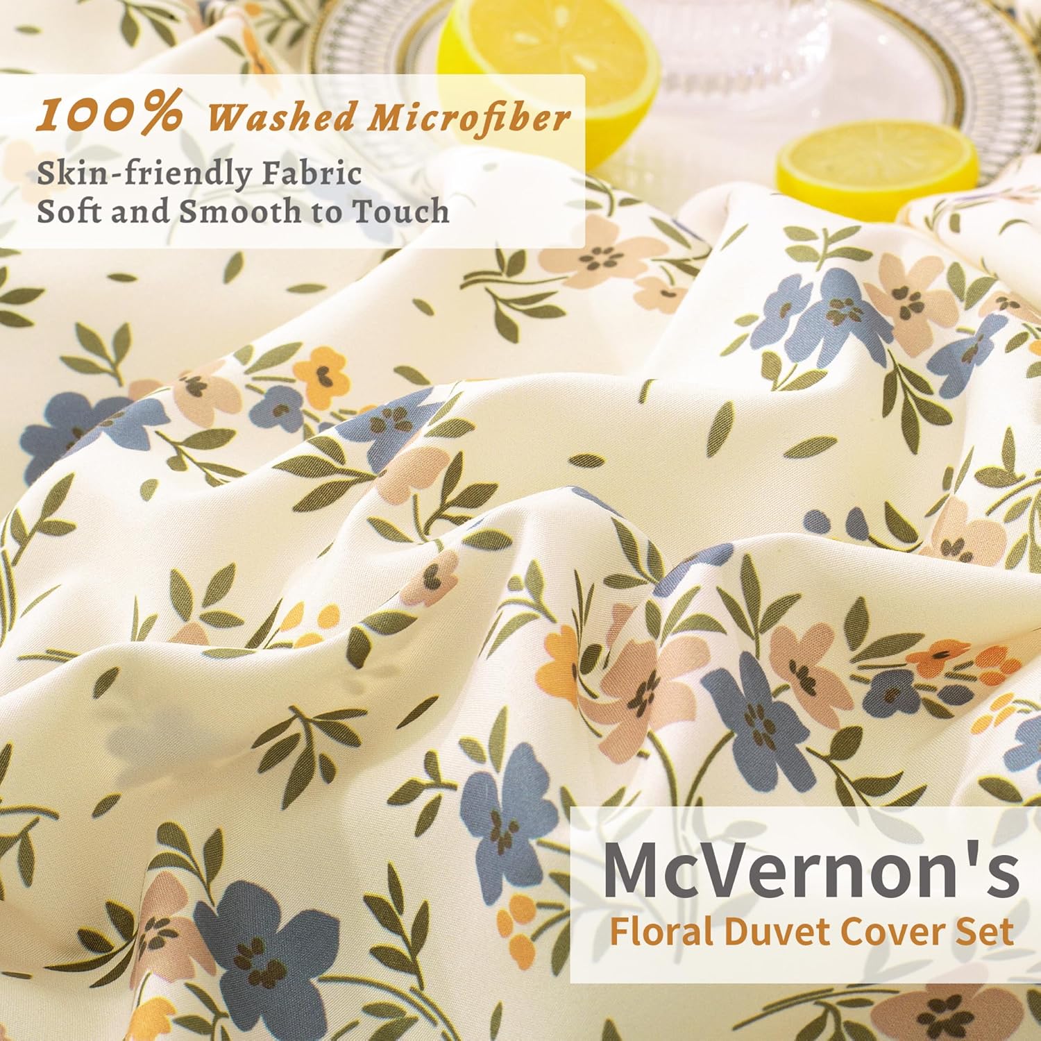 McVernon’s Funda de edredón floral tamaño matrimonial de 3 piezas, funda de edredón floral matrimonial con 2 fundas de almohada, juego de ropa de