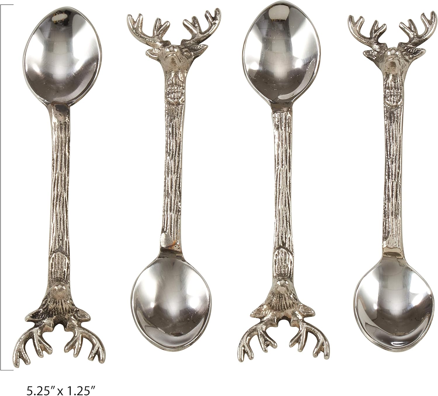 Silver Reindeer – Cuchara de cóctel (4 unidades, de latón, acero (solo cuchara)