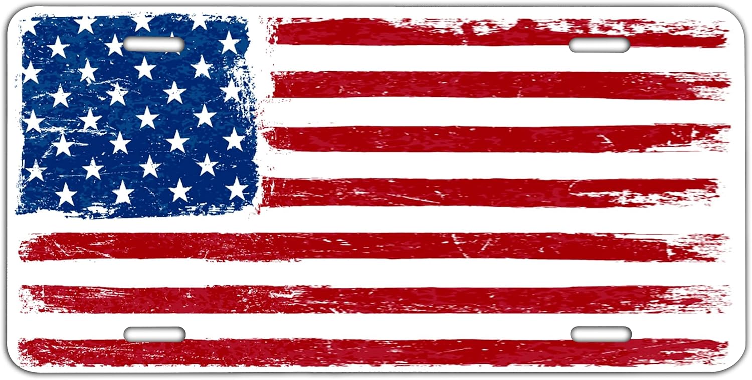 Placa de matrícula decorativa sublimada delantera de automóvil con la bandera de Estados Unidos de Estados Unidos, 0.025 pulgadas (0.026 in) de