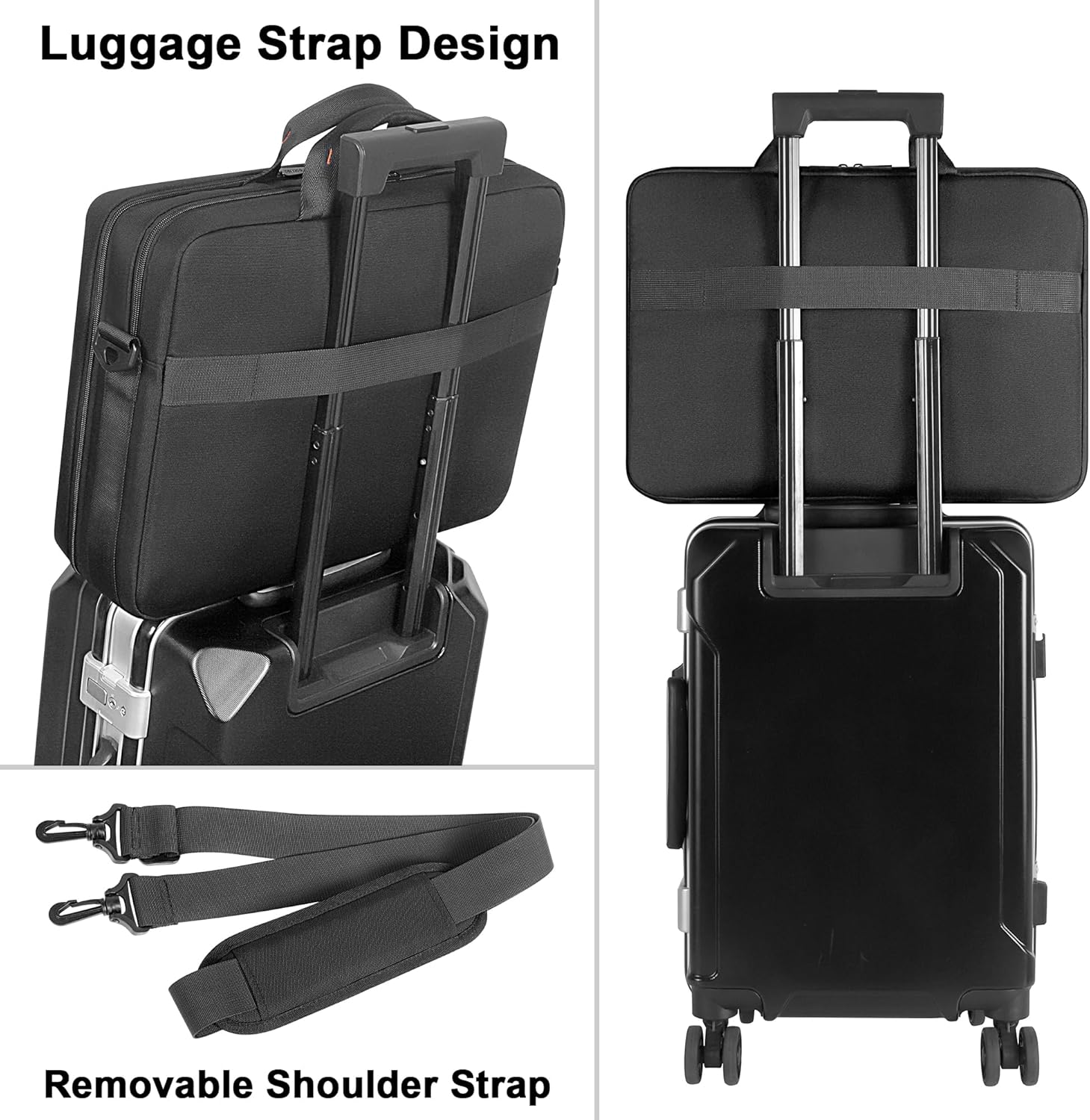 DOMISO Maletín para laptop de negocios de 17 pulgadas, repelente al agua, a prueba de golpes, bolsa de viaje compatible con cuadernos de 17 a 17.3