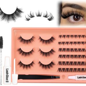 Kit de extensiones de pestañas individuales, pestañas de manga y pestañas en racimo, 2 estilos de pestañas en racimo de pestañas de aspecto natural Kit de extensiones de pestañas individuales, pestañas de manga y pestañas en racimo, 2 estilos de pestañas en racimo de pestañas de aspecto natural