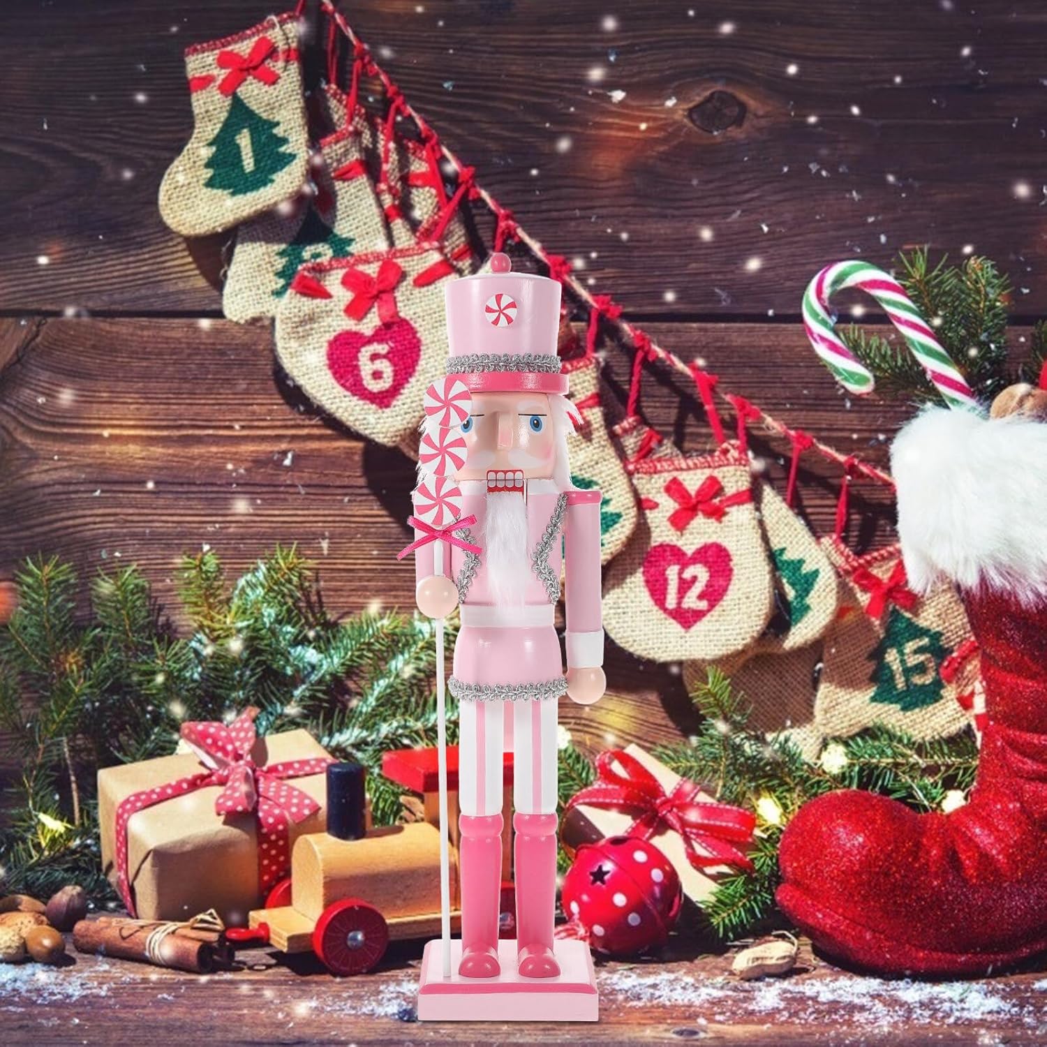 IMIKEYA Figuras de cascanueces de Navidad Cascanueces de madera de Navidad, juego de adornos de cascanueces de Navidad, decoraciones de Navidad,