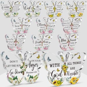 Pinkunn 12 piezas de regalos cristianos de acrílico, regalos religiosos para mujeres, regalos inspiradores con versículos de la Biblia y oraciones, Pinkunn 12 piezas de regalos cristianos de acrílico, regalos religiosos para mujeres, regalos inspiradores con versículos de la Biblia y oraciones,