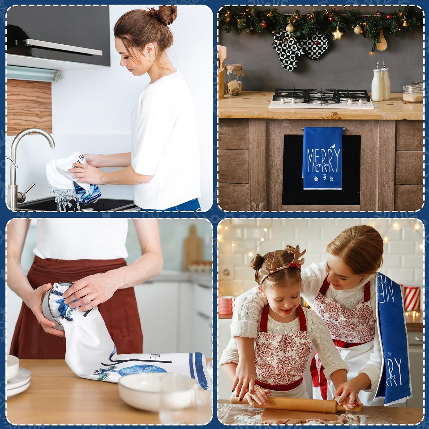 Bencailor Juego de 6 paños de cocina de Navidad absorbentes de microfibra suave para casa de campo, 16 x 24 pulgadas, toallas de mano de invierno y