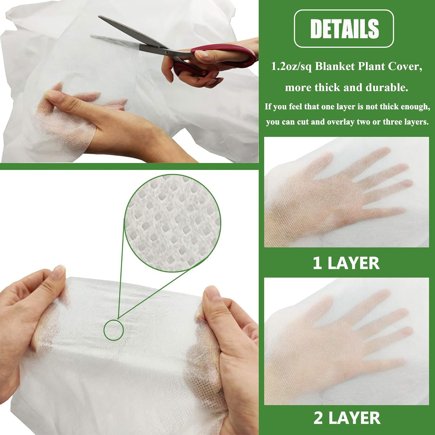 Garden expert Cubiertas para plantas, protección contra congelación, cubierta flotante de hilera, tela gruesa de 1.2 onzas, manta de tela helada