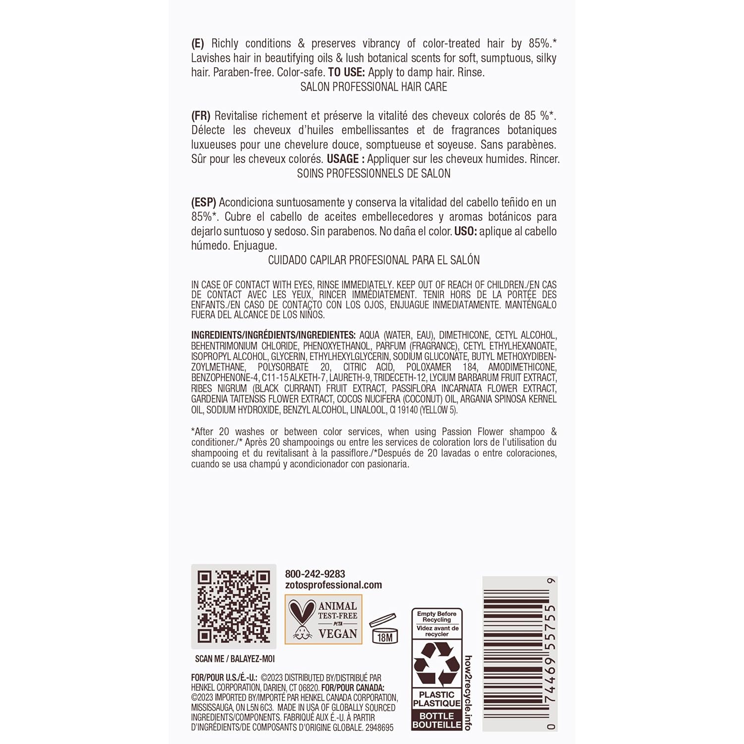 Bain de Terre Acondicionador conservador de color, flor de la pasión, protege y mantiene el cabello tratado con color, aceites de argán y monoi, sin