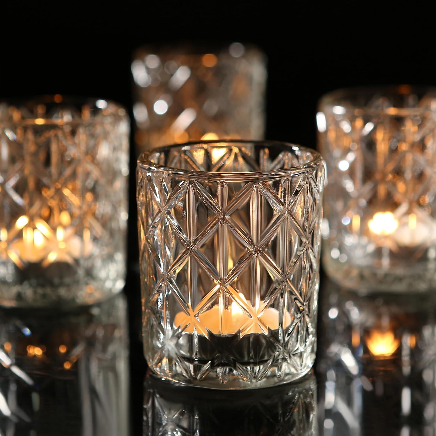 24 portavelas votivas transparentes para centros de mesa de boda, portavelas de vidrio a granel para centros de mesa, candelabros de velas de té