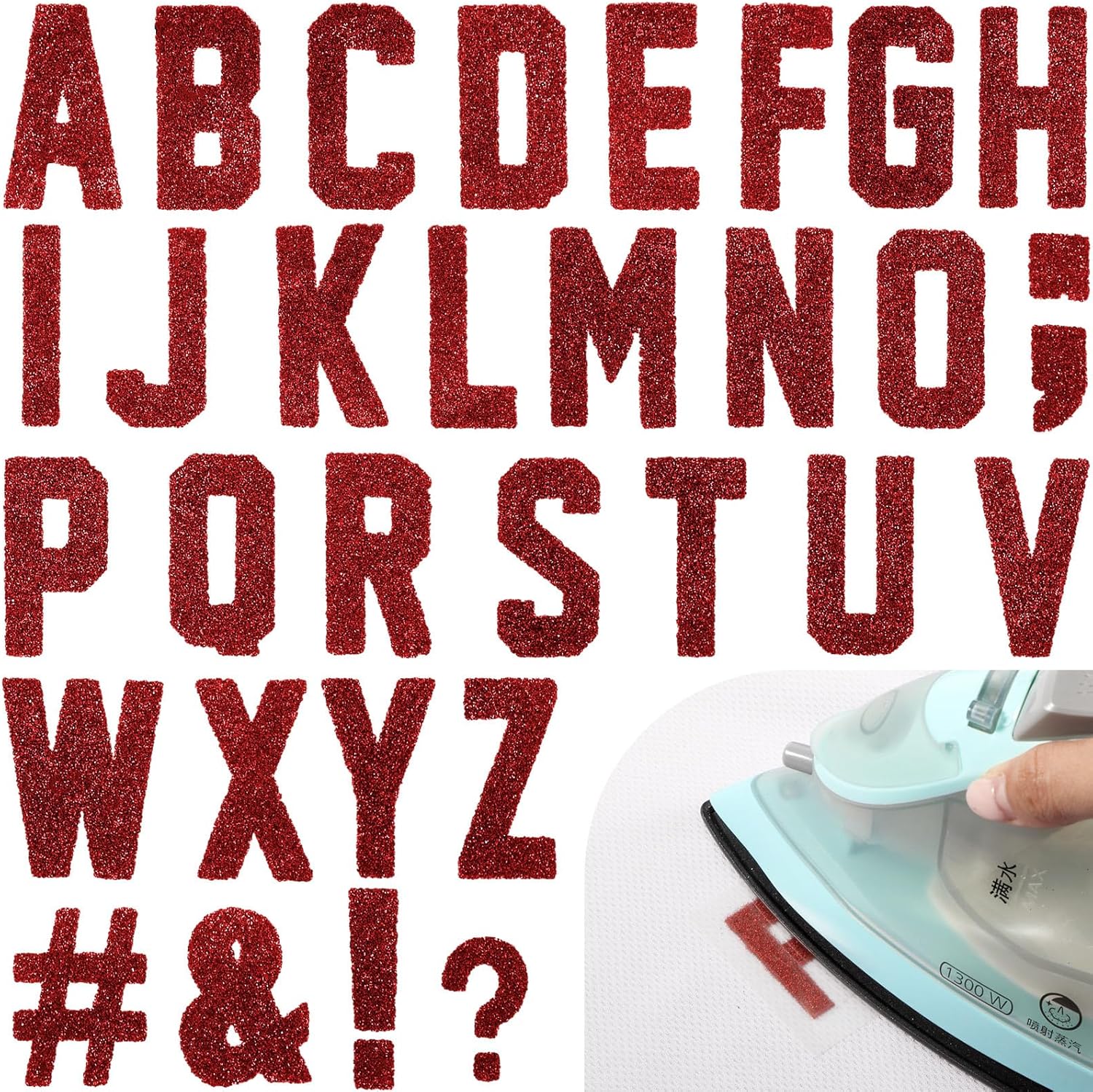 279 letras de graduación termo-adhesivas de 2 pulgadas A-Z, letras de transferencia, letras de medias de Navidad, letras para planchar en flocado,