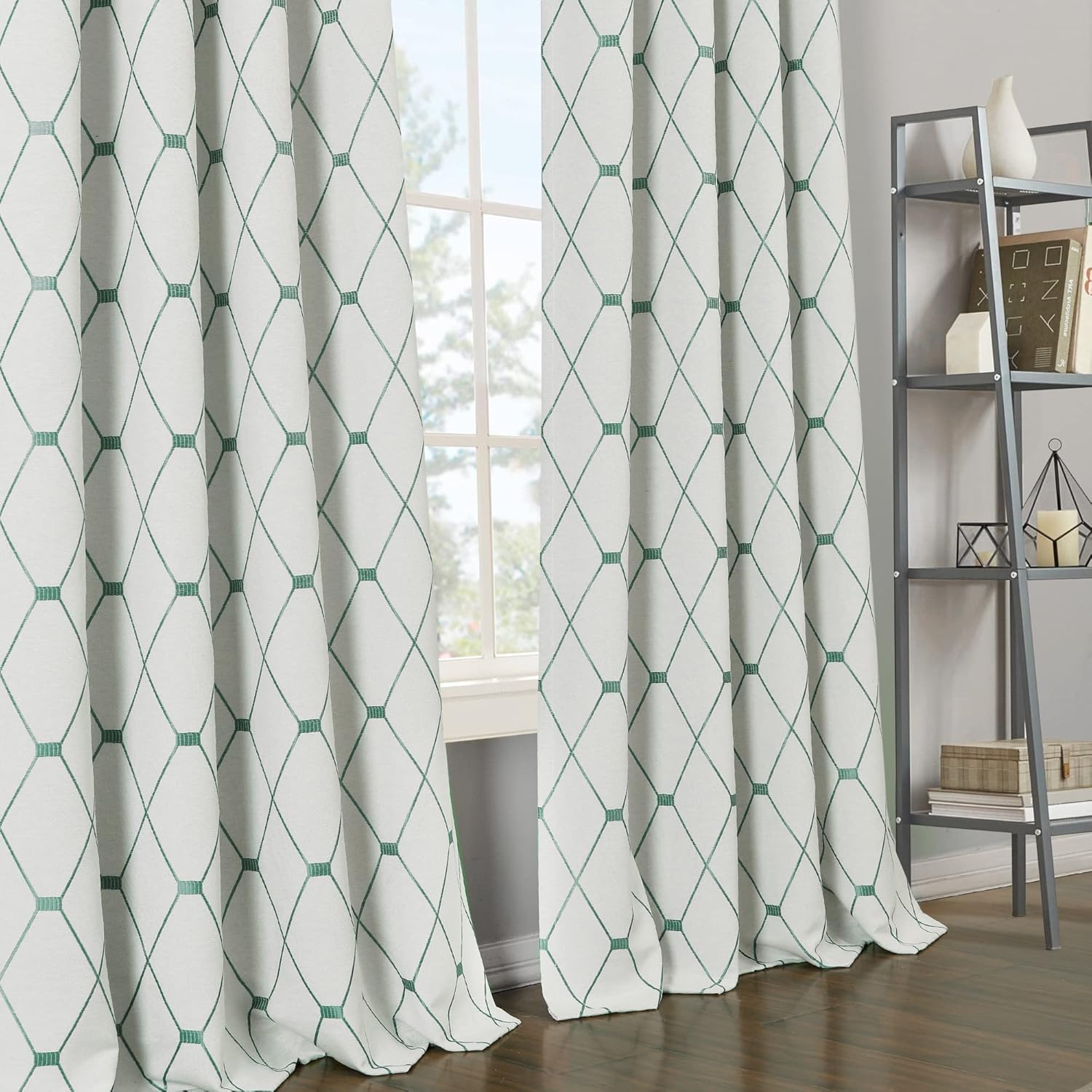Cortinas bordadas de 84 pulgadas de largo, juego de 2 paneles para sala de estar, dormitorio, cortinas texturizadas de lino de algodón con textura