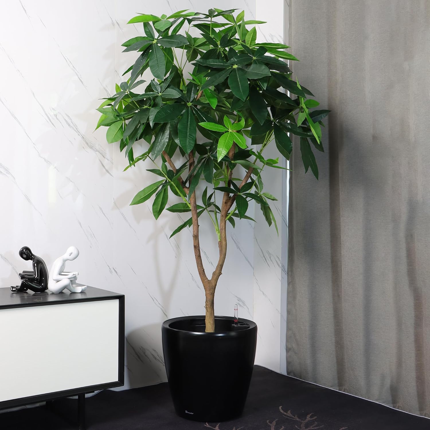 Dexceder Maceta de riego automático de 15 x 14 pulgadas con ruedas para interiores y exteriores, diseño de maceta interior, maceta gruesa de pie con