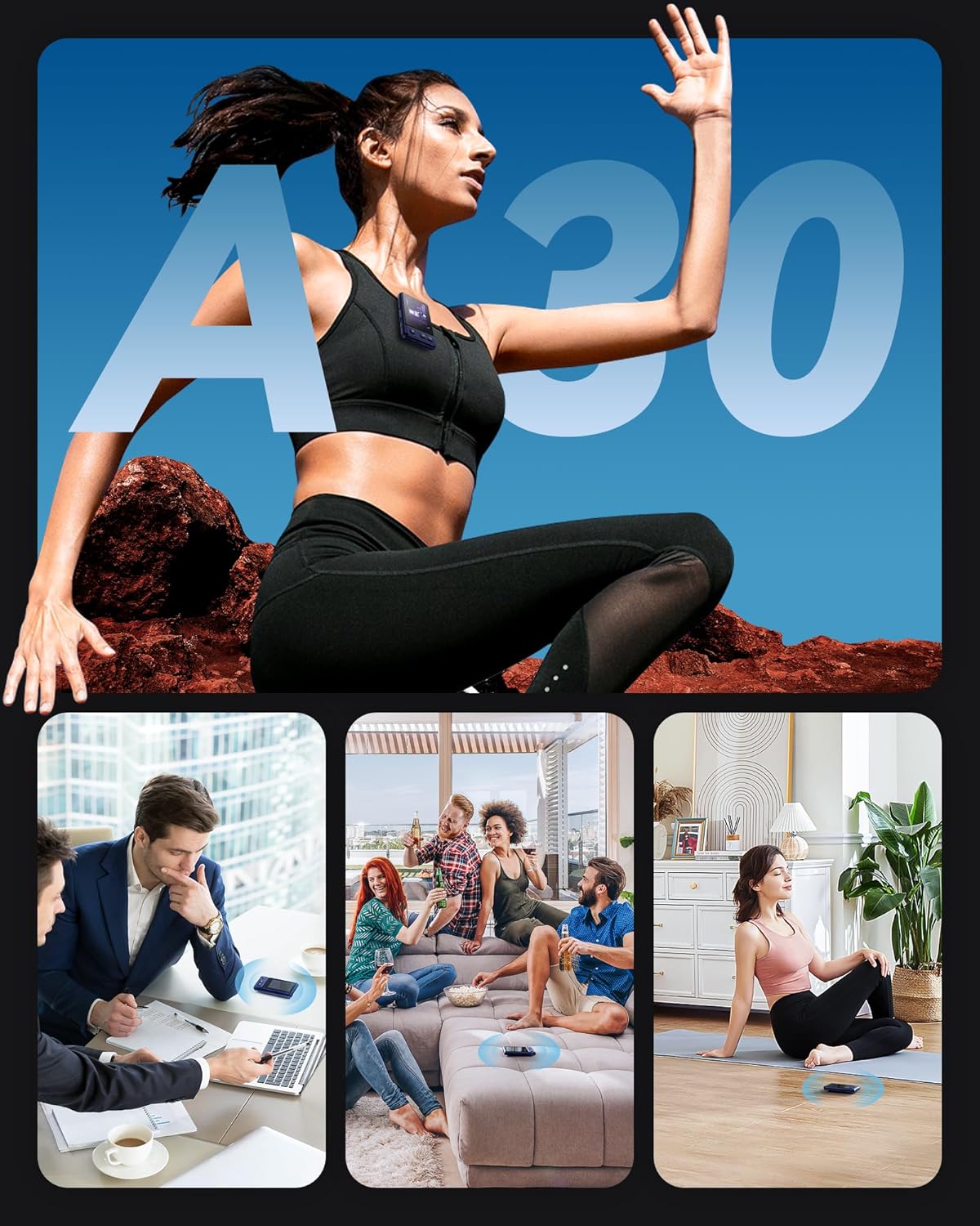 AGPTEK Reproductor de MP3 con Bluetooth 5.3, A30X 2.4 pulgadas, pantalla táctil completa de 32 GB, reproductor de música con clip y banda de brazo,