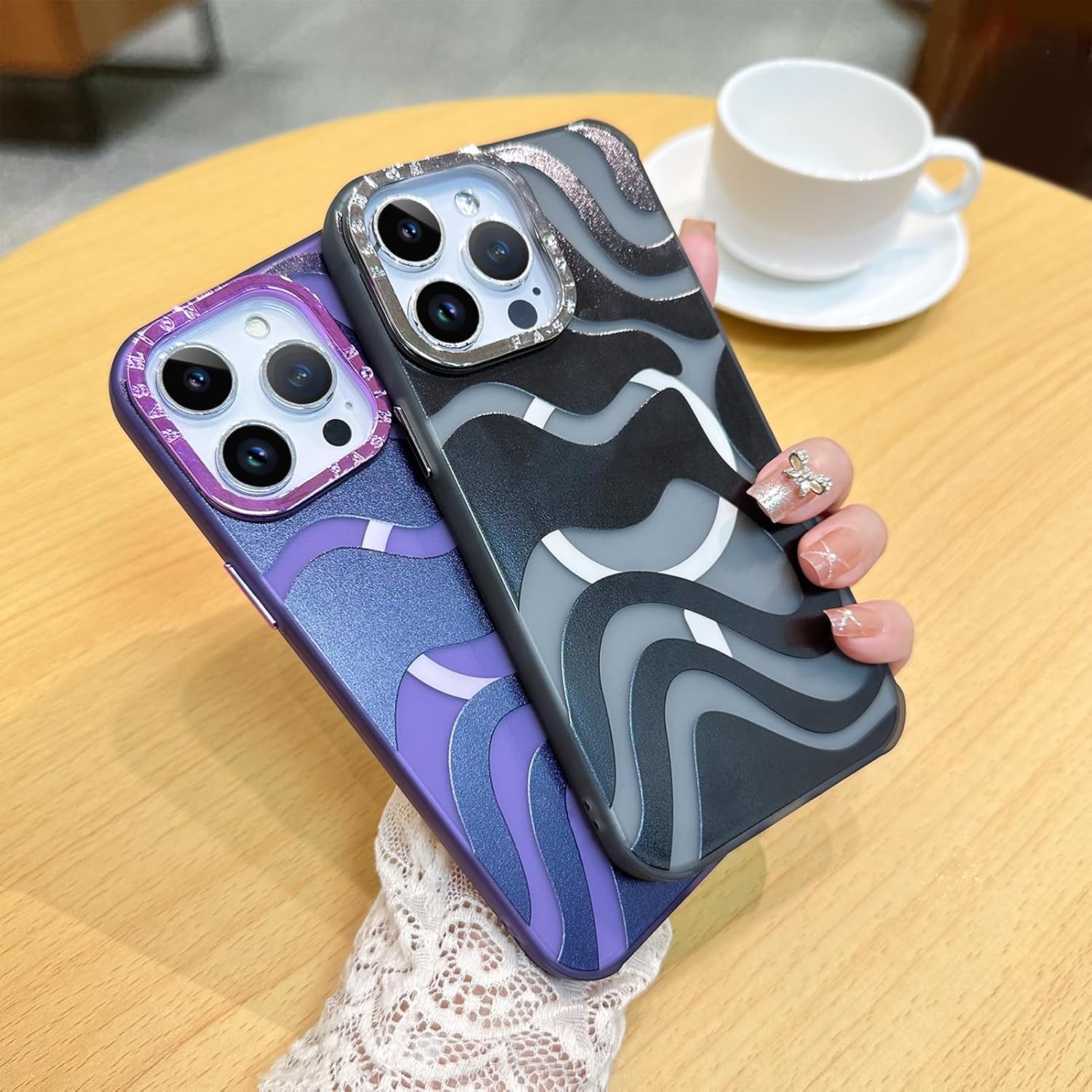 ZIYE Funda magnética para iPhone 14 Pro Max, diseño de patrón de ondas compatible con MagSafe a prueba de golpes, suave poliuretano termoplástico,