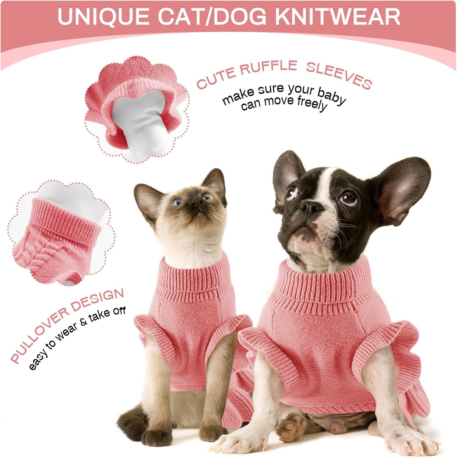 ALAGIRLS Suéteres de perro para perros medianos, suéter de punto para perro, vestido de cuello alto, trajes de Navidad para perros, suéter para