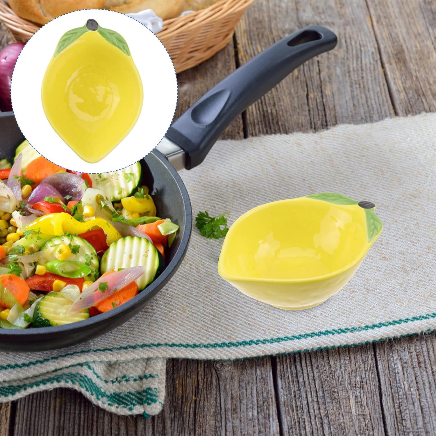 Hemoton Plato de cerámica para aperitivos, plato de limón, plato de postre para ensalada, pasta, bandeja para servir alimentos, plato de postre de