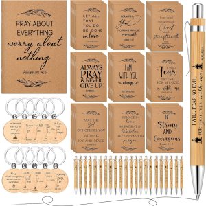 Seajan Los regalos cristianos incluyen cuadernos con versículos de la Biblia, bolígrafos inspiradores de bambú, llaveros de madera, regalos de Seajan Los regalos cristianos incluyen cuadernos con versículos de la Biblia, bolígrafos inspiradores de bambú, llaveros de madera, regalos de