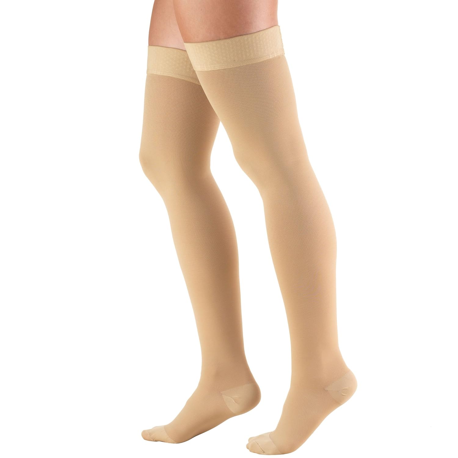 Truform – Medias de compresión de 20-30 mmHg para hombres y mujeres, largo hasta el muslo, con parte superior de puntos y puntera cerrada, talla L,