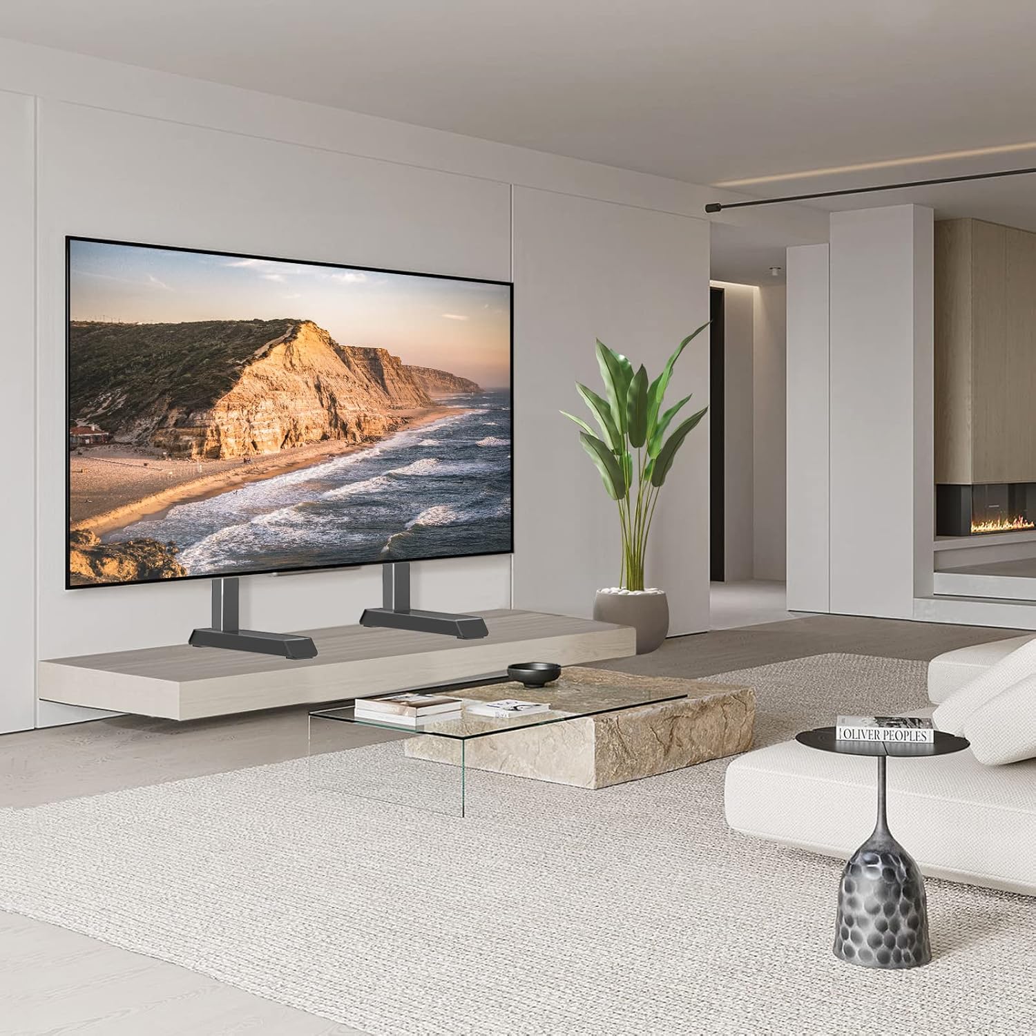 Patas universales para TV de mesa para televisores de plasma LCD LED OLED 4K de 55 a 90 pulgadas, soporte de TV moderno con soporte, soporte de