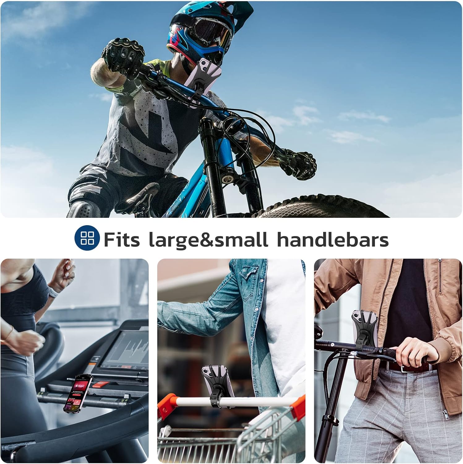 VUP Soporte de teléfono para bicicleta, soporte universal para teléfono celular de bicicleta, giratorio de 360, soporte de teléfono de silicona para