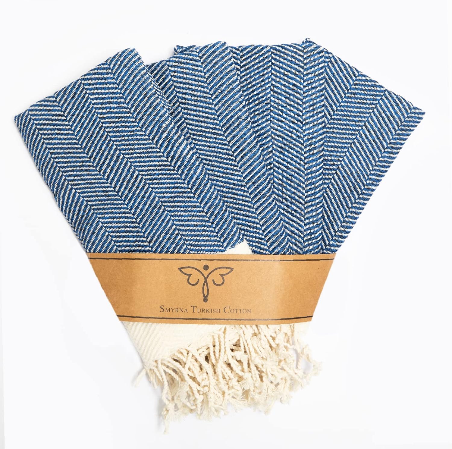 SMYRNA TURKISH COTTON Juego de 4 paños de cocina de la serie Herringbone, 100% algodón, de 15 x 26 pulgadas, lavables a máquina, suaves,