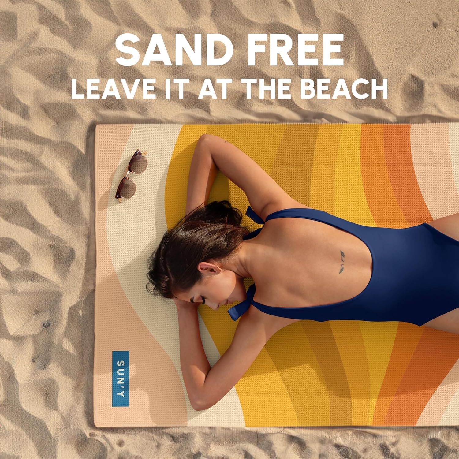 SUN’Y Toalla de playa de microfibra – Toalla de secado rápido, toalla de playa sin arena, toalla de playa compacta de viaje, toalla de playa ligera