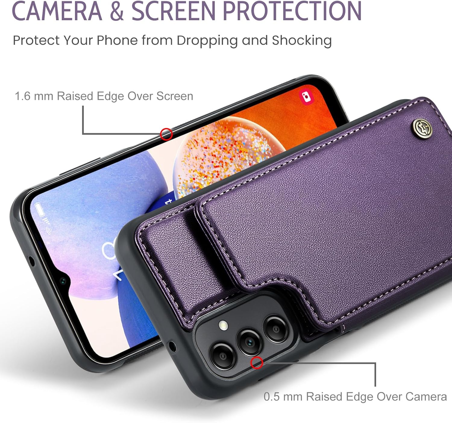 Para Samsung Galaxy A14 5G Wallet Case RFID Bloqueo PU Funda De Cuero Con Soporte Magnético Para Tarjeta Flip Kickstand Delgado A Prueba De Golpes