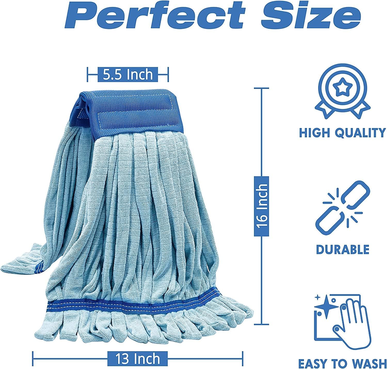 Paquete de 2 trapeadores de tubo de microfibra grandes de 400 GSM, recambio de cabezal de trapeador húmedo industrial resistente, comercial, fibra