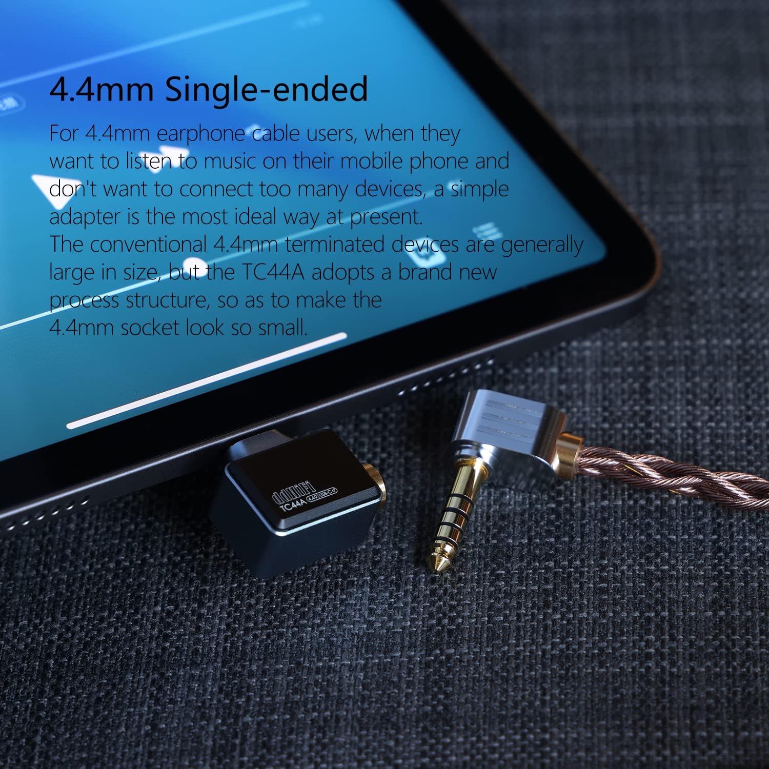 DD ddHiFi TC44A USB-CTipo-C a 0.173 in Adaptador de conector de auriculares de un solo extremo, convertidor de audio para auricularesauriculares
