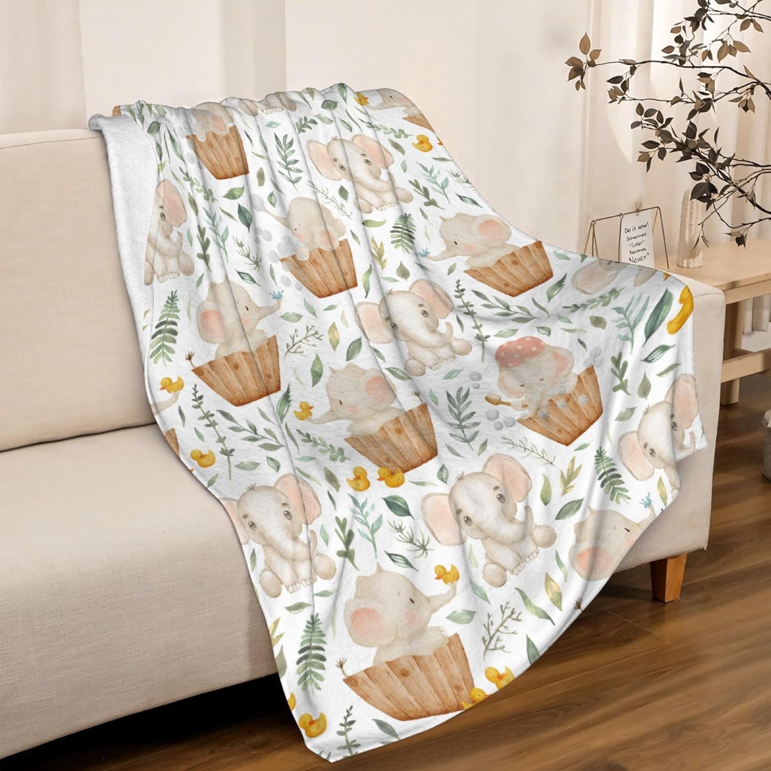 Manta de baño de elefante, manta de franela súper suave y ligera para niños, adultos, adecuada para sofá, cama, campamento, viajes, todas las