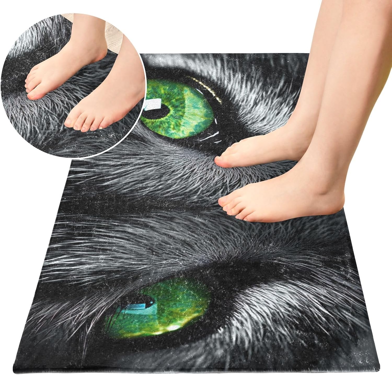 Wolf Eyes – Alfombra de baño de felpa absorbente y antideslizante, tapetes de baño con parte trasera de goma, lavables, 39 x 20 pulgadas