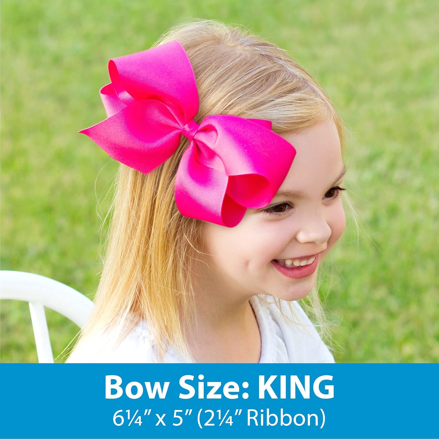 Wee Ones Lazo de pelo de grogrén para niña con bordado y nudo a juego en una pinza para el cabello WeeStay, King, ángel