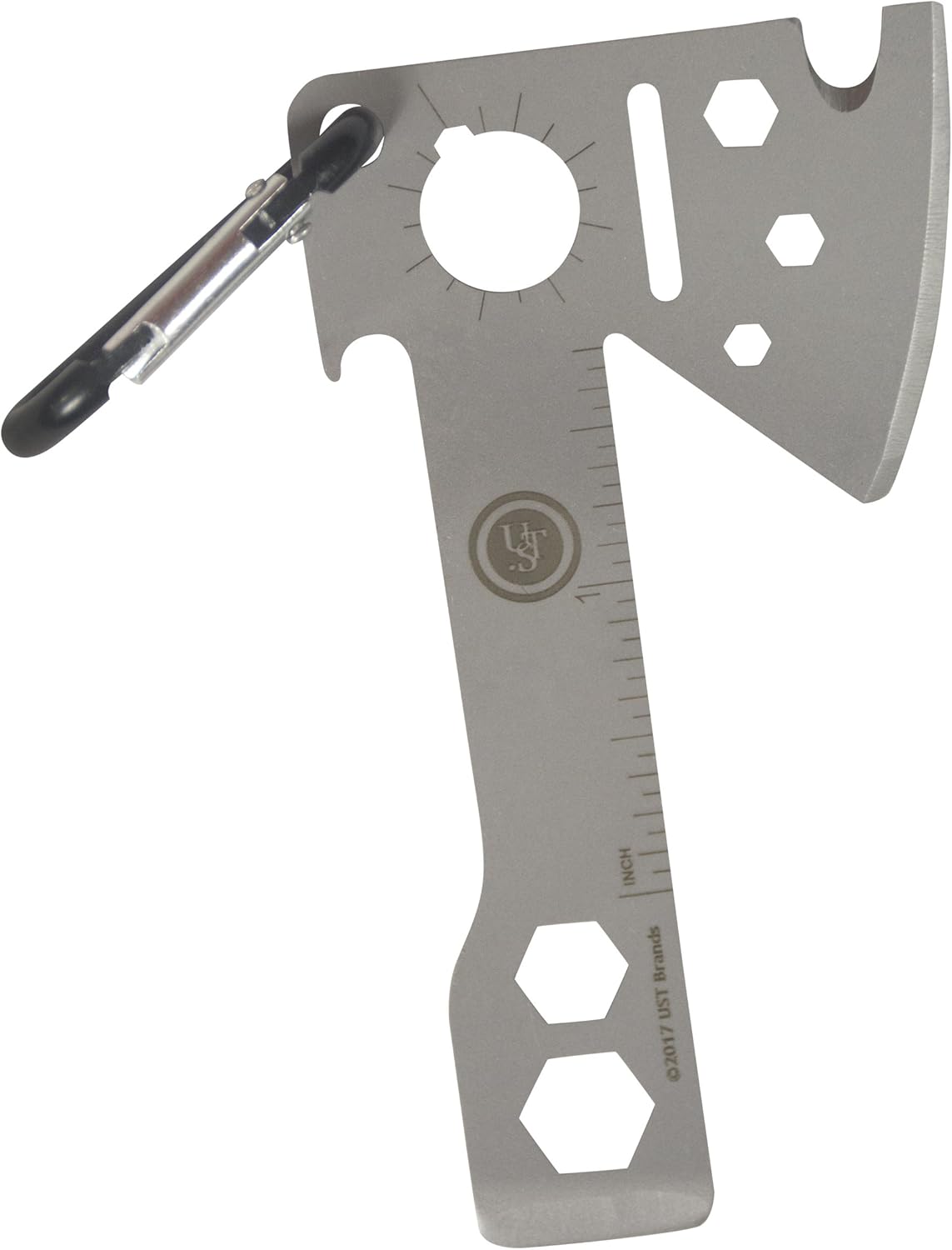 UST Tool-a-Long Mosquetón multiherramienta con construcción duradera y compacta de acero inoxidable para caminatas, kayak, campamentos, viajes y