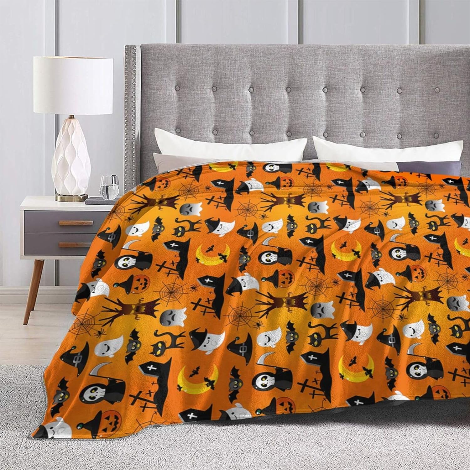 Manta de microforro polar ultrasuave para Halloween, ligera, mullida y cálida, manta de franela de Halloween para sofá, cama, sala de estar, 50 x 40