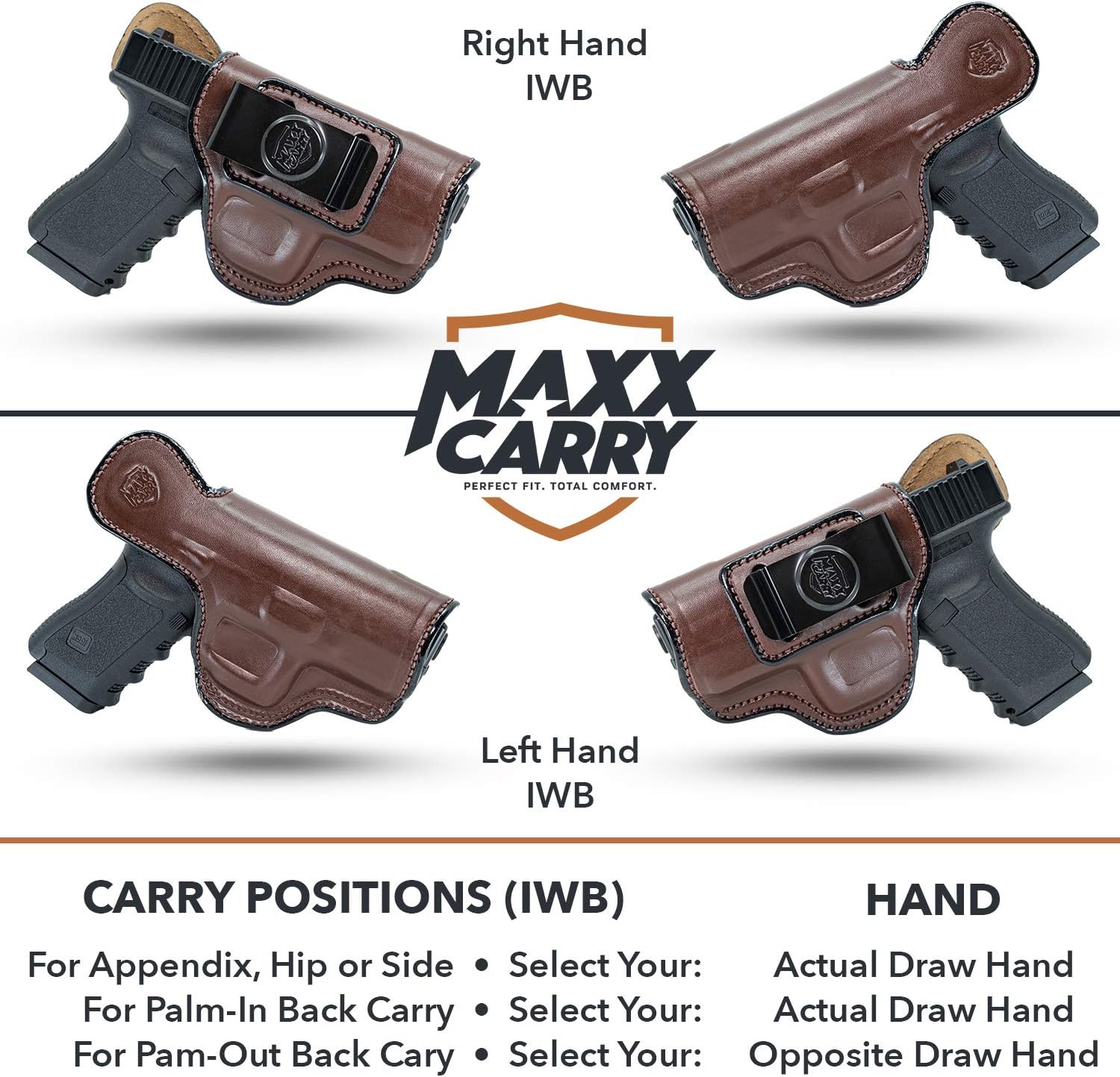Maxx Carry Funda de cuero IWB Taurus G2c de 0.354 in o 40S y W, PT111 G2  Compatible con Glock 26, 27  Walther PPQ SC, P22  Sig Sauer P320 Micro