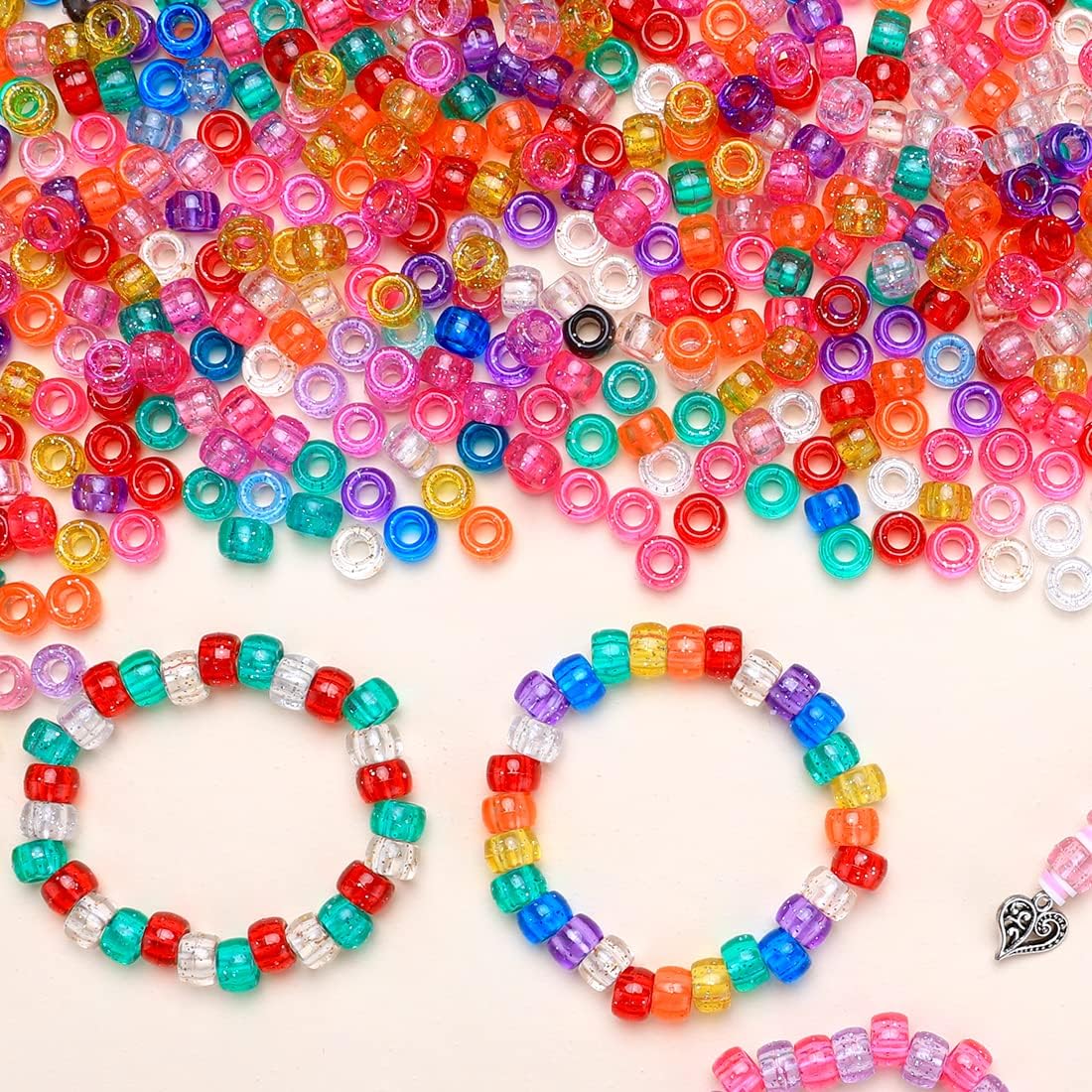 1000 cuentas de pony con purpurina de ciruela (0.23 x 0.315 pulgadas), cuentas para manualidades, cuentas para hacer joyas, cuentas de poni a