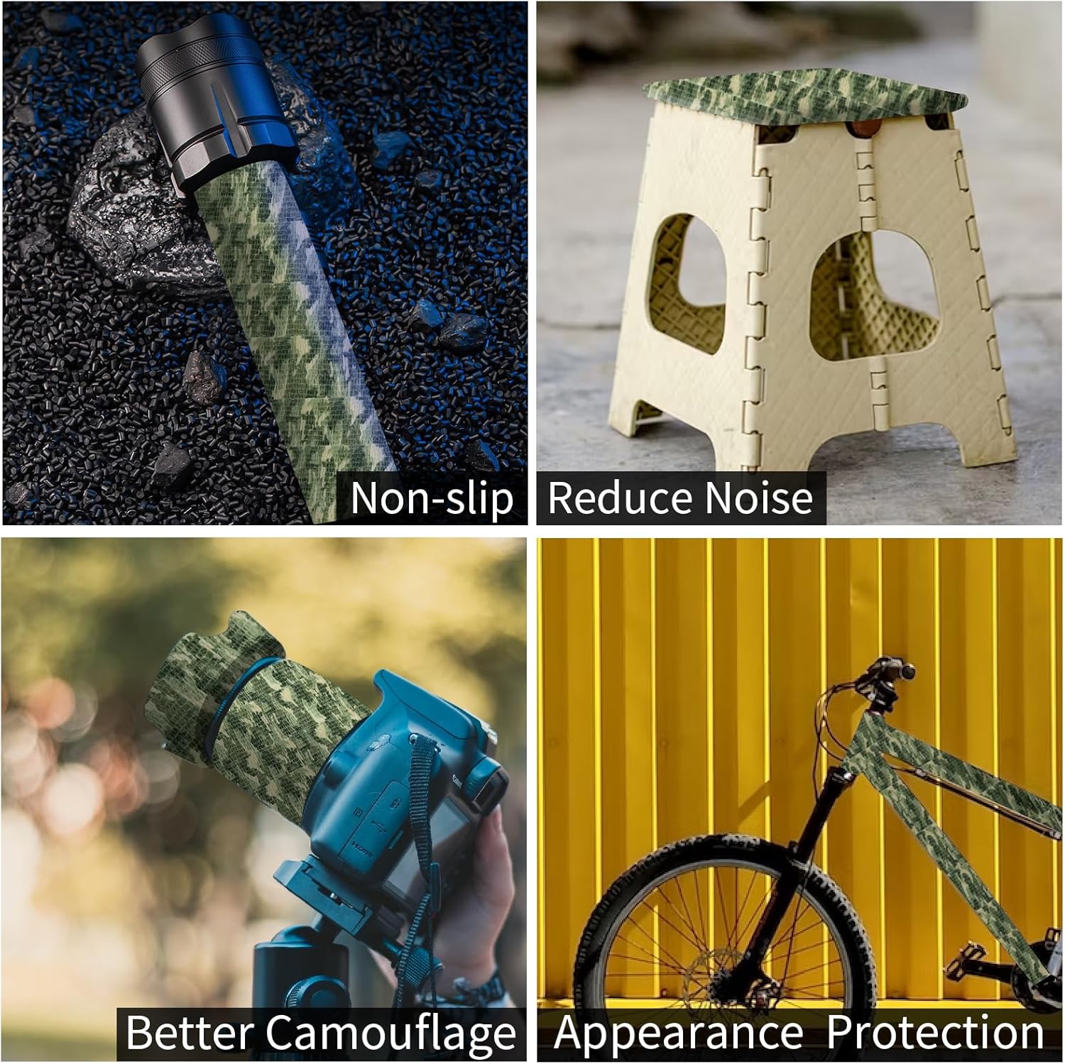 LOOGU Cinta adhesiva de camuflaje con forma de camuflaje no tejida para linterna de cámara (2.0 pulgadas x 14.76 pies)