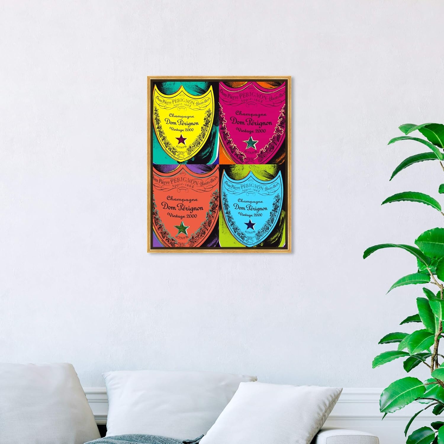 The Oliver Gal Artist Co. Moderno 20.0 x 24.0 pulgadas, Pop Art Champagne, lienzo decorativo para pared, sala de estar Warholesque Dom P, rosa