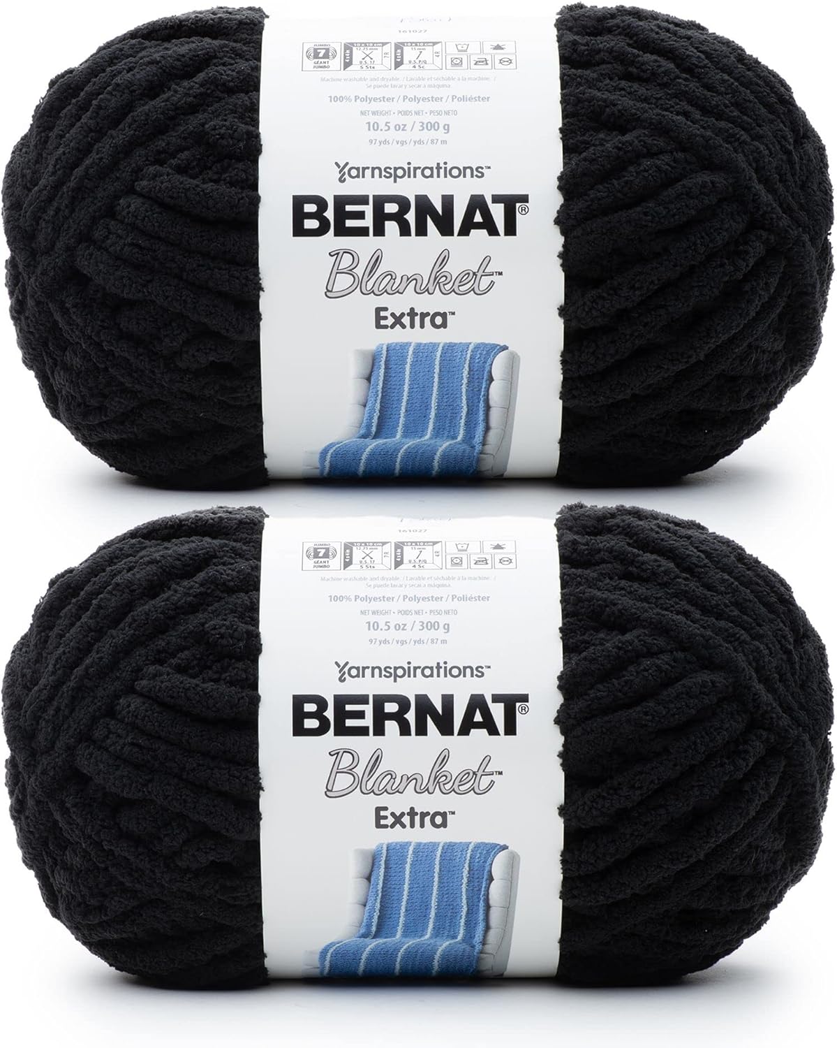 Bernat Manta de hilo acrílico de chenil extra grueso, paquete de 2