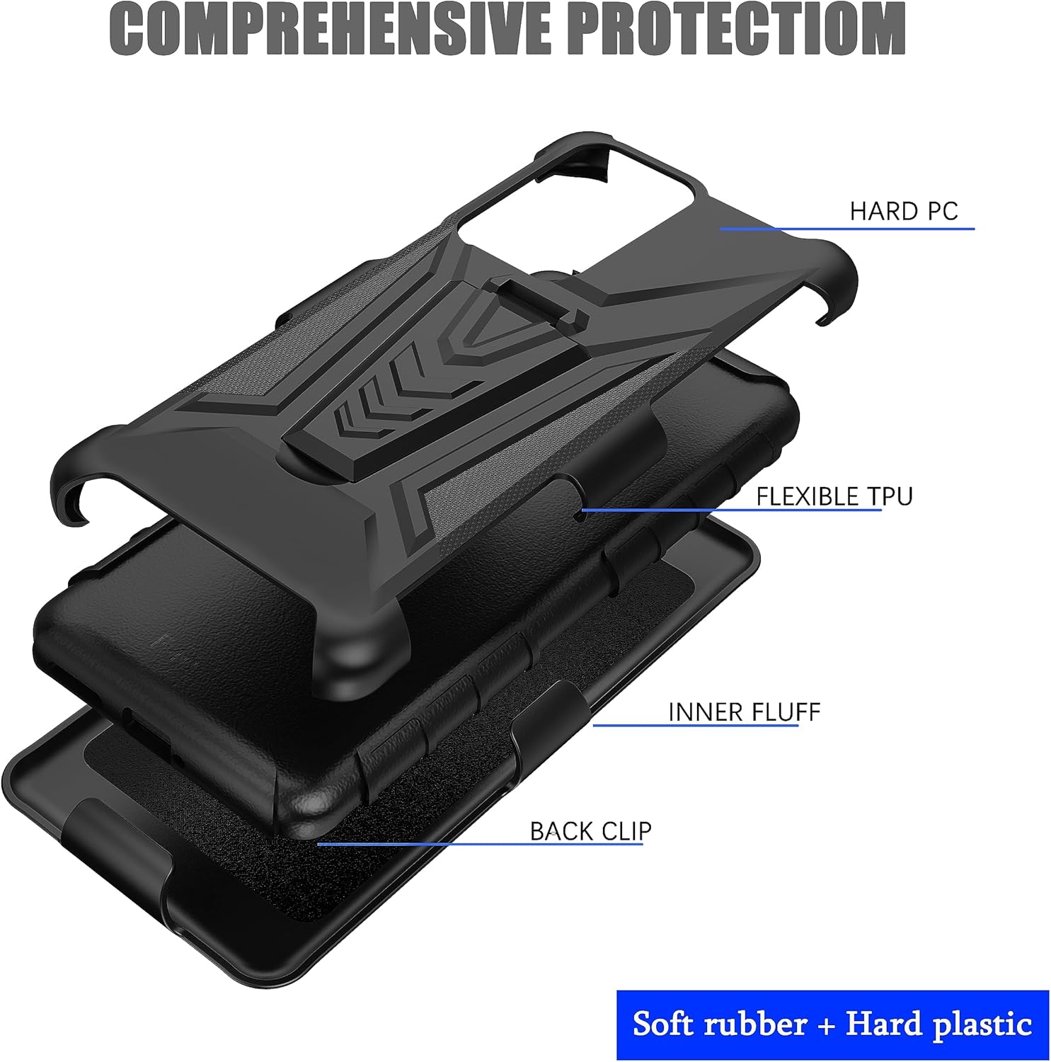 Asuwish Funda de teléfono para Samsung Galaxy A03s, versión de EE. UU. 5G 2022 con clip para cinturón, soporte híbrido, resistente, resistente,