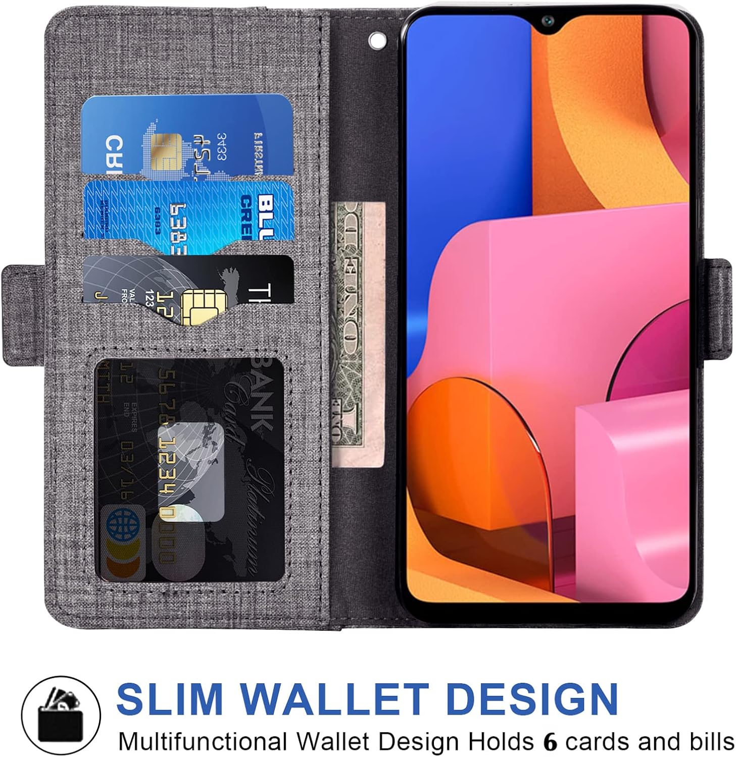 Asuwish Funda compatible con Samsung Galaxy A20s, protector de pantalla de vidrio templado, soporte para tarjetas, accesorios celulares, fundas para