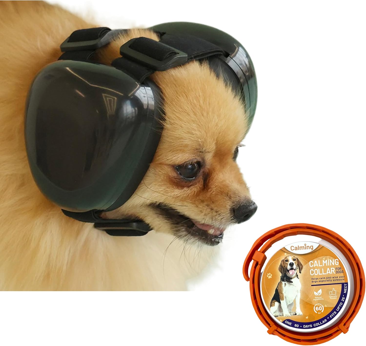 Orejeras para perros para protección contra el ruido y cuello calmante, talla M, son demasiado grandes para chiguaguas, ansiedad del perro,