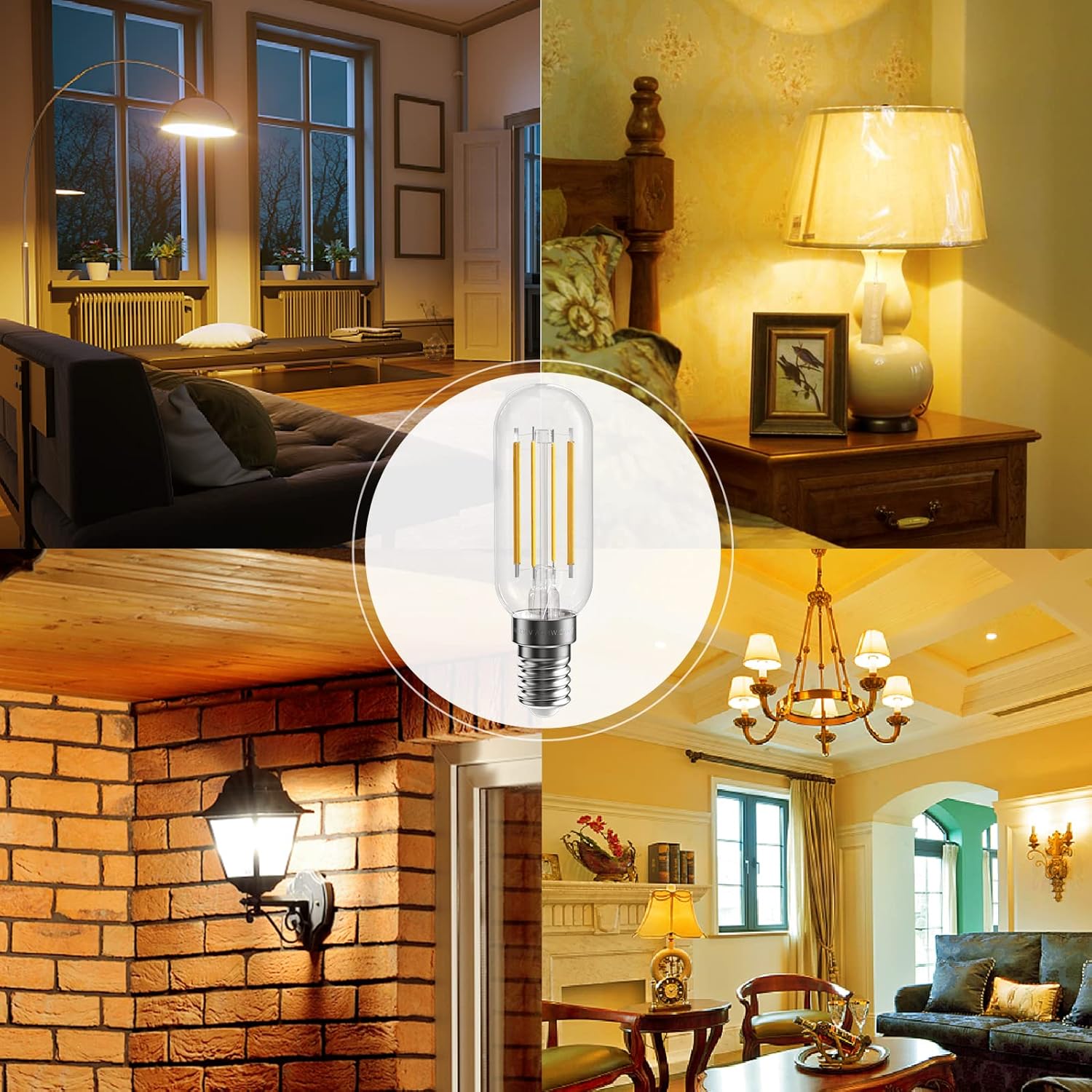 SHINESTAR Paquete de 8 bombillas LED E12, equivalente a 40 W, blanco suave de 2700 K, base de candelabro, bombillas Edison T6, regulables