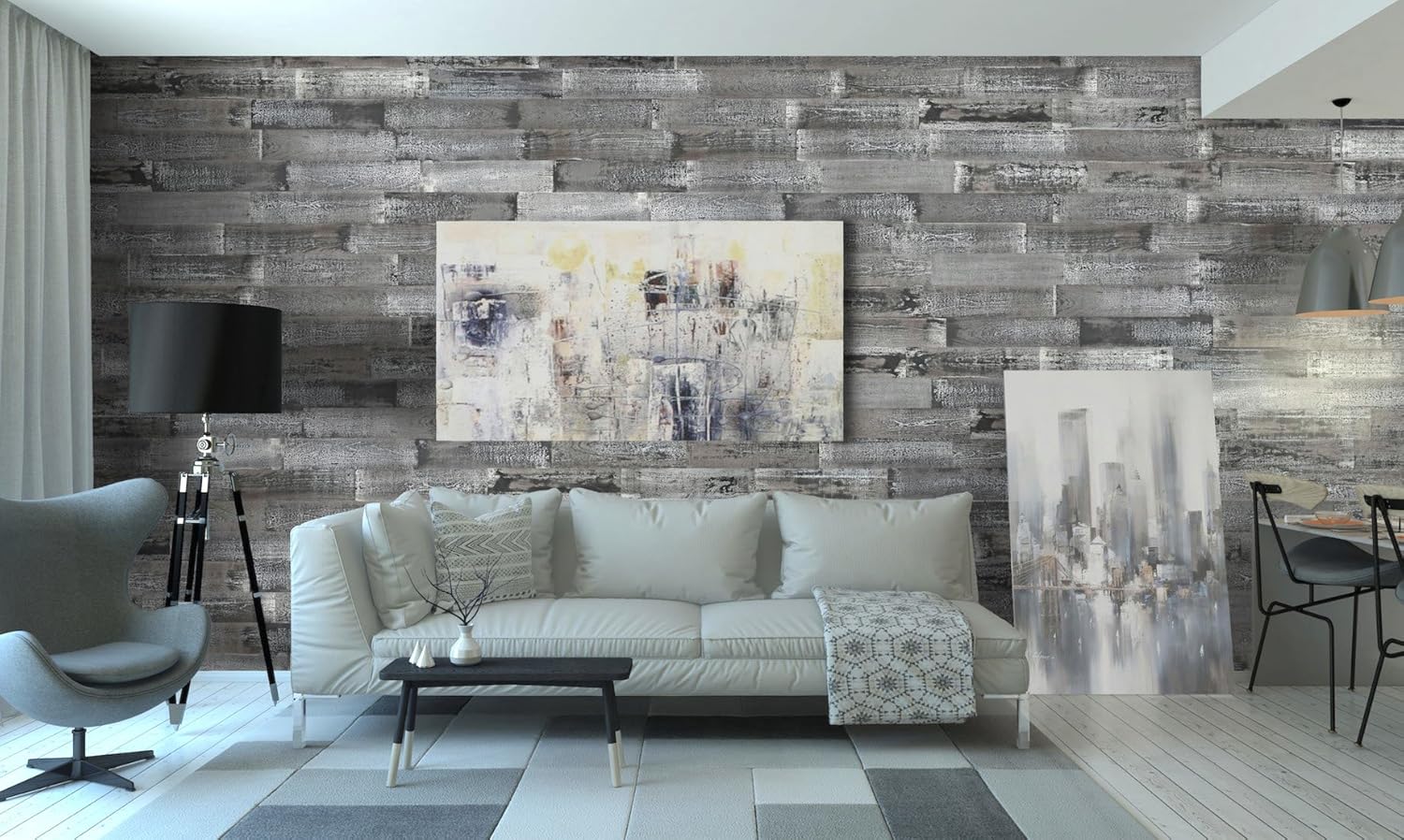 Village Accent – Tablones de madera para pared, 12 piezas, blanqueado (modelo #11338)