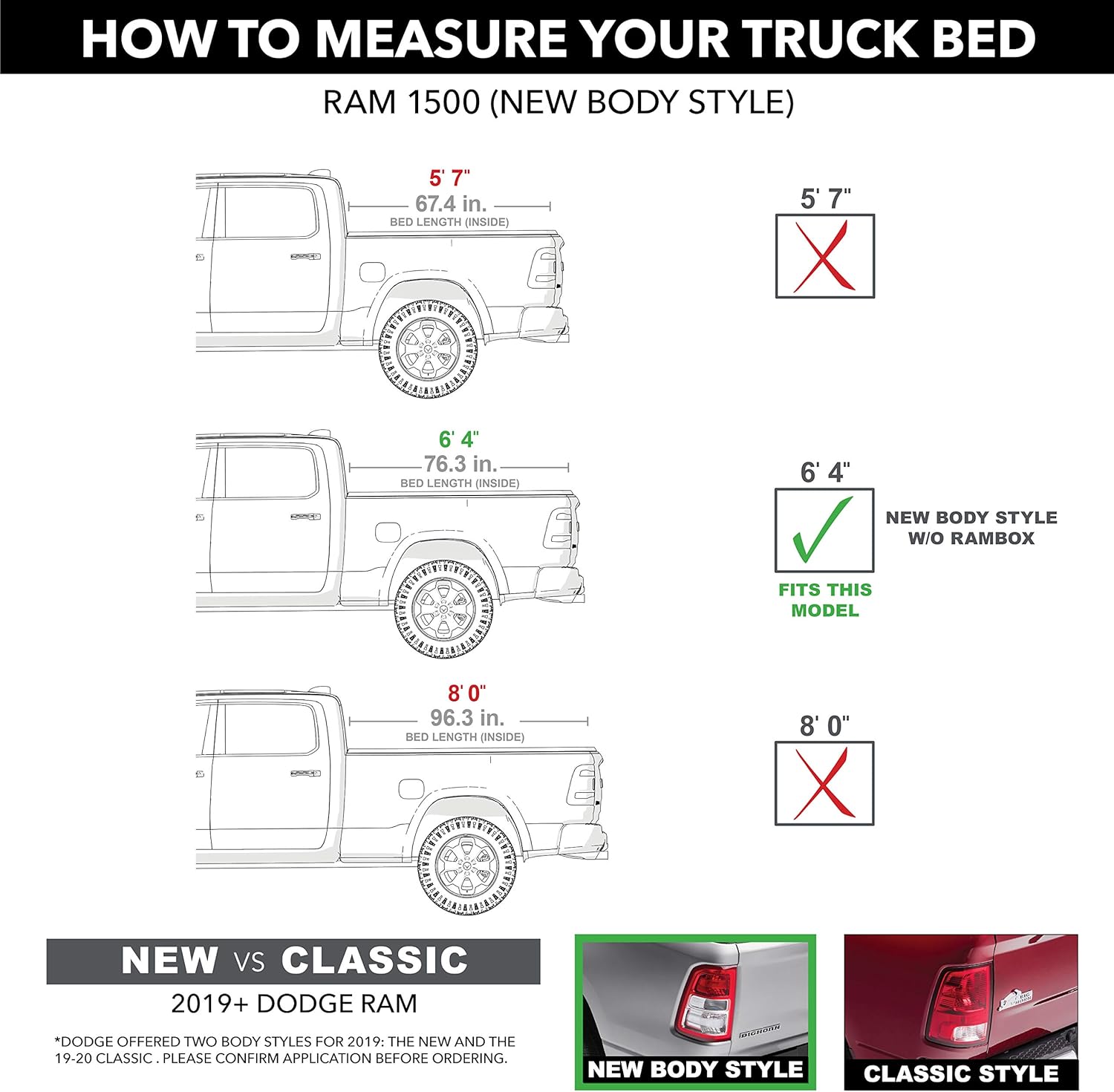 Gator ETX Soft Tri-Fold Cubierta suave para plataforma de camioneta  59422  para con Dodge Ram 2019-2023 sin plataforma trasera multifunción (puerta