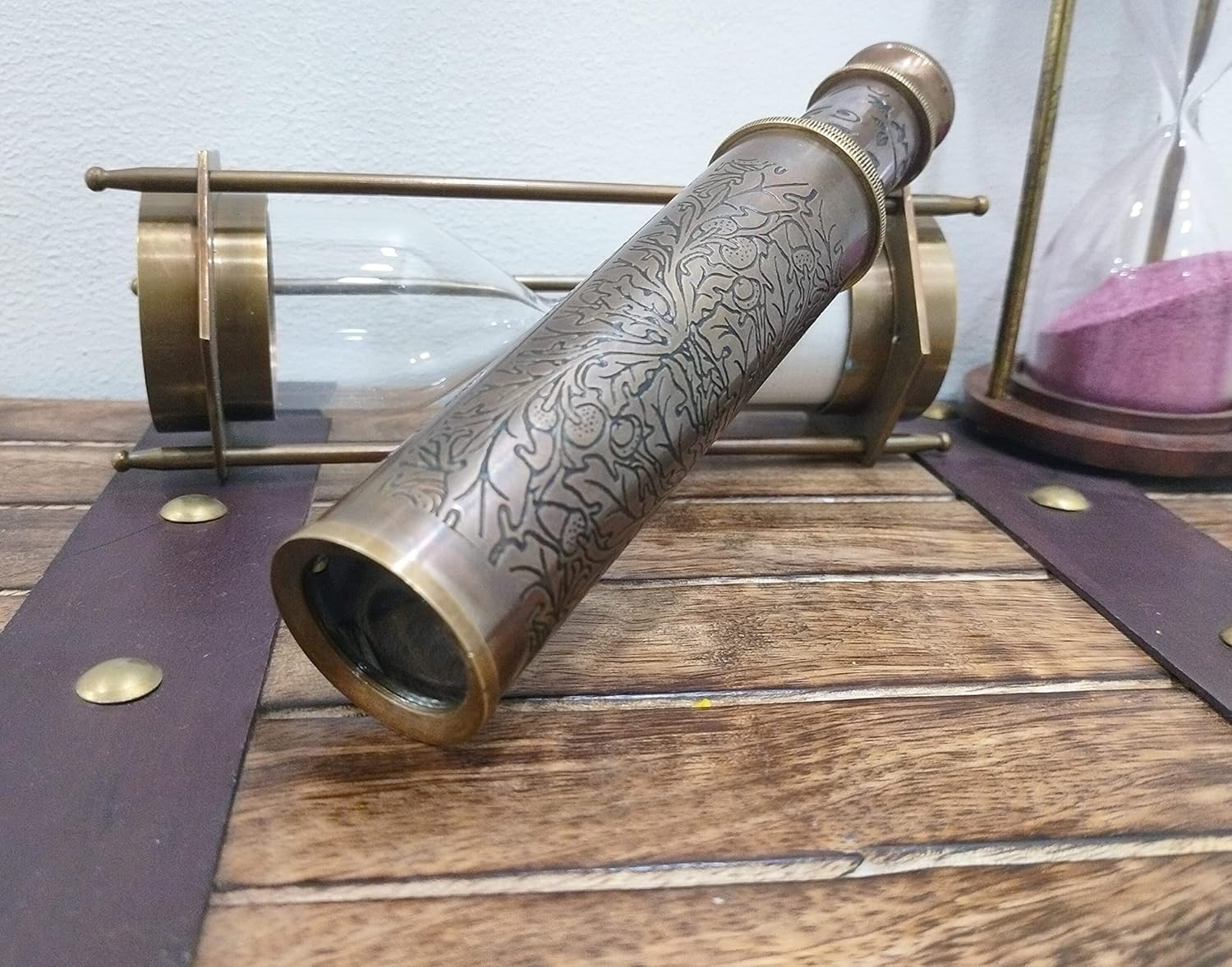 Telescopio de latón de mano marino vintage funcional latón y visión clara Decoración antigua Spyglass Pirata Telescopio