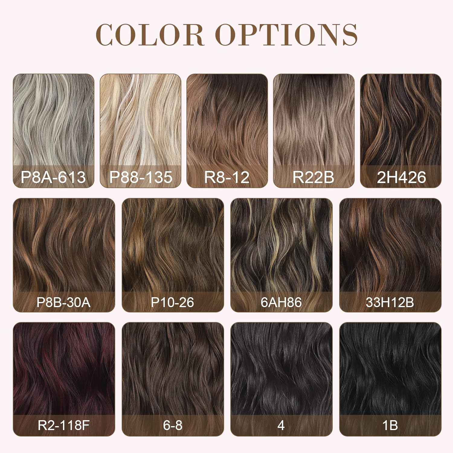 REECHO Extensiones de cabello, 4 extensiones de cabello con clip, HE001, extensiones de cabello sintético suave natural para mujer, marrón claro con