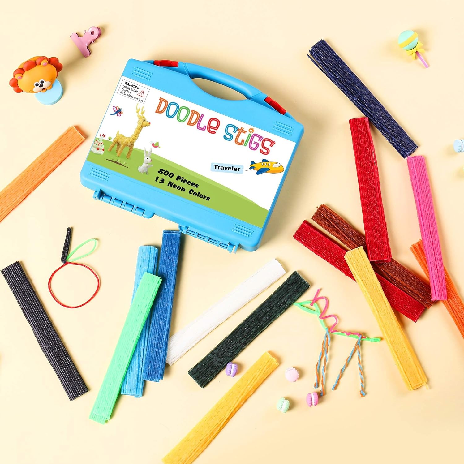 (640 piezas y 1 funda de viaje) varillas de hilo de cera  6 pulgadas, 13 colores neón para niños  Manualidades de bricolaje y suministros para